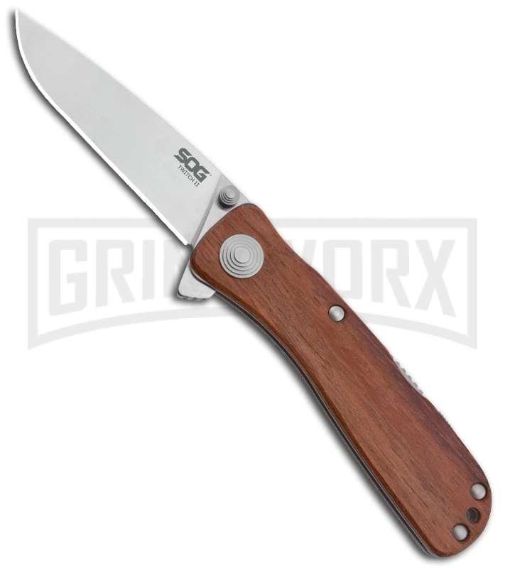 SOG Knives Twitch II Rosewood Spring Assist Knife - Satin Plain 1 SOG Knives Twitch II Rosewood Spring Assist Knife - Satin Plain