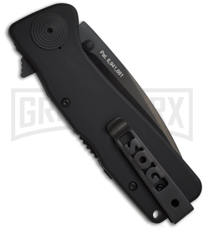 SOG Twitch XL Black Spring Assisted Knife - Tanto Black Plain 2 SOG Twitch XL Black Spring Assisted Knife - Tanto Black Plain - Image 2