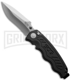 SOG Knives Zoom Mini Black Spring Assisted Knife - Drop Point Satin Plain