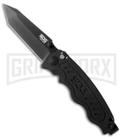 SOG Zoom Mini Tanto Black Spring Assisted Knife - Tanto Black Plain