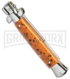 9" Italian Stiletto Acrylic Coral Automatic Knife - Bayonet -Kershaw Sale Store stilleto 9in sim coral bayo cm side large