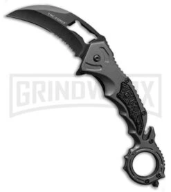 Tac-Force Vortex Gray Spring Assisted Knife - Black Serr