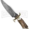 Tallen Damascus Bowie #4 Stag Horn Fixed Blade Knife - Damascus Plain 3 Tallen Damascus Bowie #4 Stag Horn Fixed Blade Knife - Damascus Plain -Kershaw Sale Store tallen damascus fixed bowie 4 large