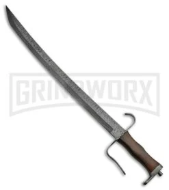 Tallen Echo Hanger Sword Brown Rosewood - Damascus Plain