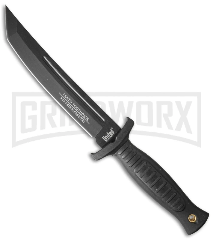 United Cutlery Black Combat Commander Tanto Knife - Black Plain 1 United Cutlery Black Combat Commander Tanto Knife - Black Plain