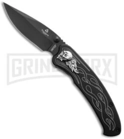 United Cutlery Tailwind Nova Skull Black Spring Assisted Knife - Black Plain