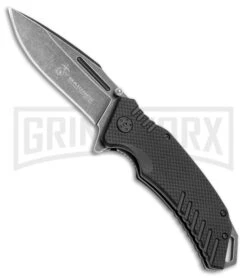 USMC Guardsman Black G-10 Spring Assisted Knife - Black Stonewash Plain
