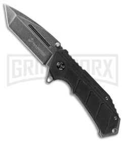 USMC Scrapper Black G-10 Spring Assisted Knife - Black Stonewash Plain