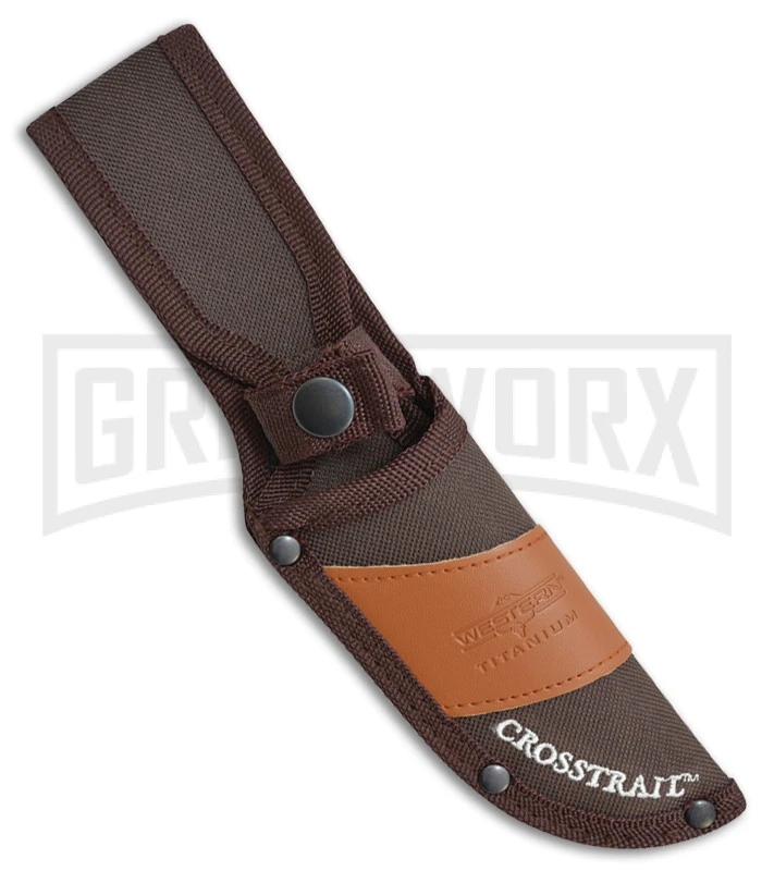 Western Cross-Trail Brown Delrin Stag Fixed Blade Knife - Satin Plain 2 Western Cross-Trail Brown Delrin Stag Fixed Blade Knife - Satin Plain - Image 2